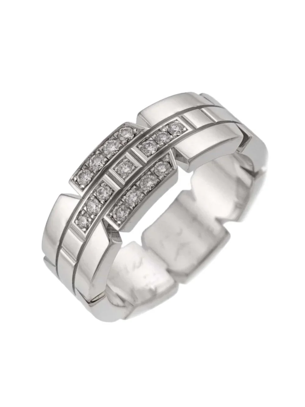 Cartier Tank Francaise 49 Ring Diamond 18k WG White Gold 750